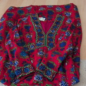 Vibrant Red Floral Dress